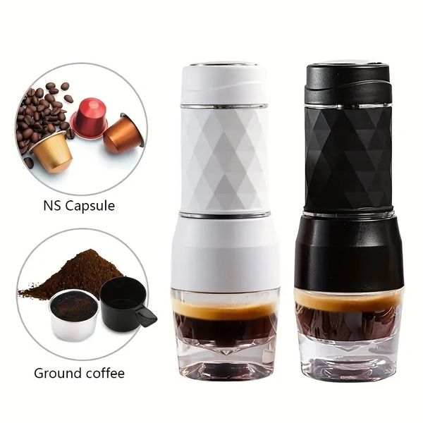 CAFELFFFE 2 IN 1 PORTABLE MACHE Machine manuelle Capsule Espresso Caxe pour Nespresso Capsules Cake Powder