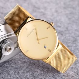Cagarny Fashion Mens Horloges Luxe Diamond Quartz Polshorloge Mannen Gouden Roestvrij staal Mannelijke Klok Waterdichte Relojes Hombre