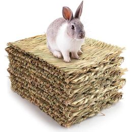 Kooien 10 Pack Geweven Bed Mat voor KonijnenGrass Bunny Beddengoed NestNatural Chew Toy Cavia Chinchilla Eekhoorn konijn huis kooi
