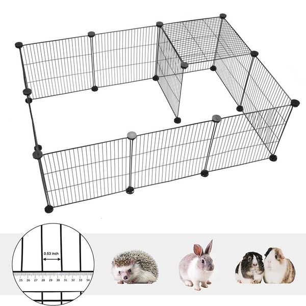 Jaulas 12 unids Pet Playpen Cajón Valla de hierro Cachorro Perrera Casa Ejercicio Entrenamiento Cachorro Gatito Espacio Perro Conejos Pequeños Animales Jaula