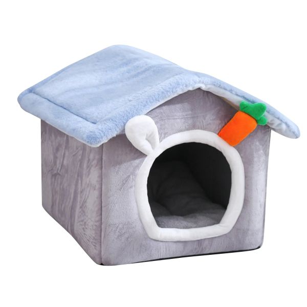 Jaulas 2024 Cama para mascotas Villa para gatos Casa de cubierta extraíble para perros pequeños a medianos Fossa Kennel Cat Litter Conejo Nido Casa cálida Casa de zanahoria