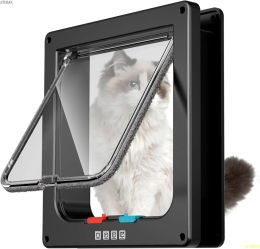 Cages Atuban Grande porte de chat Porte intérieure Porte de compagnie pour la porte extérieure de chat 4 Modes Verrouillage adapté à la fenêtre et au mur, fort durable