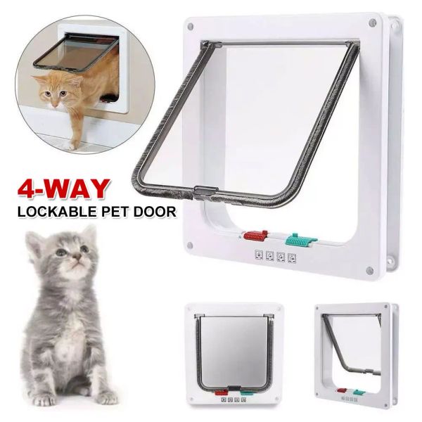 Cages BORIYUAN 4Way Safe Verrouillable Verrouillage Pet Chat Chien Porte Brushy Flap Écran ou Chien Chats Chaton En Plastique Petit Pet Gate Porte Kit Chat