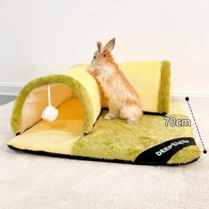 Kooien Bunny House Tunnel Hamster Nest Cute Bunny Tail Slaapmat Pluche Zacht Nest Pad Konijn Draak Kat Nederlands Varkensbed Warm Huis Huisdier