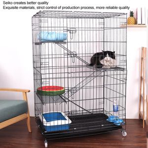 Cages Chat Cage Maison Extérieure Trois Étages Grande Maison De Chat Chat Villa Multi Porte Et Fenêtre Pliante Pet Chat Cage Chat Jaulas Para Perros