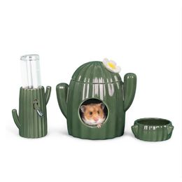 Cages Mignon Hamster Cage Céramique Cactus Petit Animal Maison Cobaye Hamster Maison Lit Pour Animaux De Compagnie Petit Nid D'animal Pour Rongeur Chinchilla