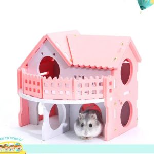 Cages mignonnes pour petits animaux, Hamster, nid de lapin, hérisson, cabane en rondins, fournitures de maison pour animaux de compagnie