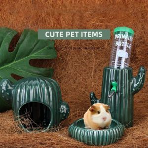 Cages Articles mignons pour animaux de compagnie Hamster Cage en céramique Cactus petite maison petit bol pour animaux de compagnie pour lapin furet Rat Chinchilla hérisson produits pour animaux de compagnie