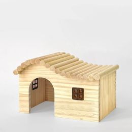 Cages Durable Wooden Hamster Nest House Odorless Non Toxic Wooden Castles Small Animal Playground Chew Toy Hamster Cage