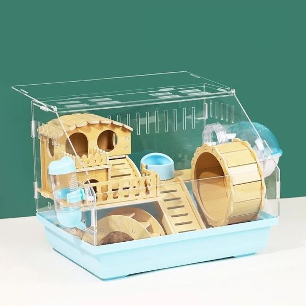 Cages Hamster Cage ours doré spécial à double étage, grande Villa bon marché, grande boîte d'élevage, fournitures de nid de maison, jouets