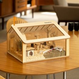 Cages Cage à Hamster surdimensionnée en bois, maison et habitats pour Hamster, Cage de visualisation en acrylique, fournitures de nid d'élevage, maisons pour petits animaux