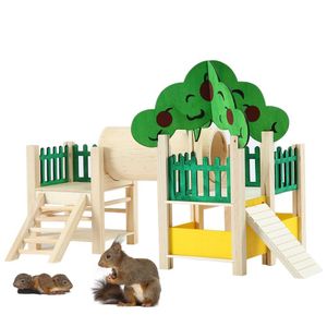 Kooien Hamsterhuis Speelstandaard Speeltuin Zitstok Gym Stand Box Ladders Oefening Playgym Met Feeder Kooi Accessoires Oefening Speelgoed