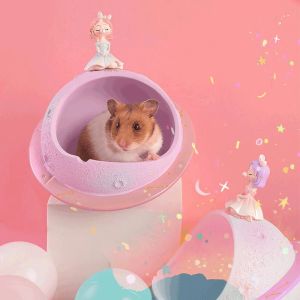Cages Hamster planète petite maison fraîche, accessoires mignons pour animaux de compagnie, nid de couchage, cachette, fournitures pour animaux de compagnie