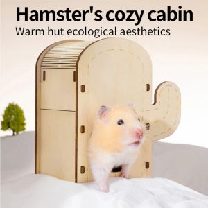 Cages hamster refuge guinée cochon cage écureuil grimpant cachette jouets rodets en bois cactus house petit animal nid hamster accessoires