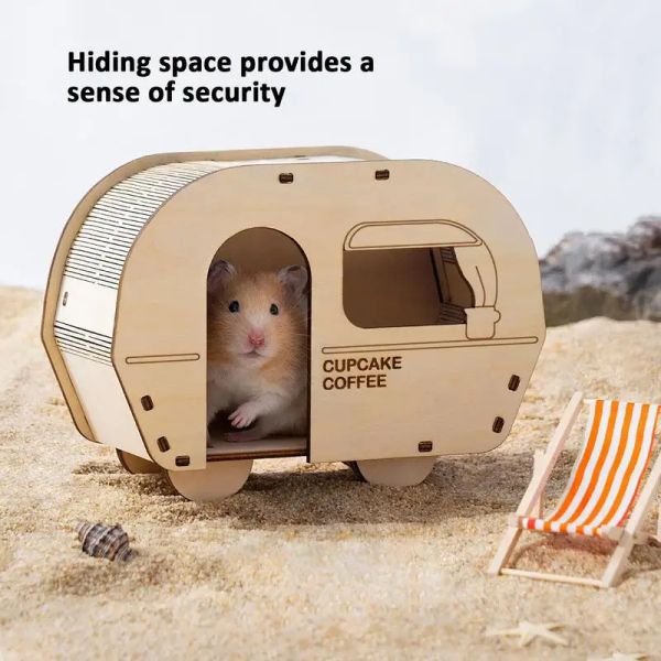 Cages Hamster écureuil maison jouets cochon d'inde cachette en bois maison lapin Chinchilla gerbille nid Hamster accessoires petites fournitures pour animaux de compagnie
