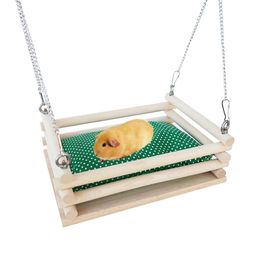 Cages Hamster hamac en bois chaud avec tapis souris furets cochon d'inde rongeurs hamac lit suspendu pour Hamster animaux fournitures