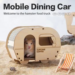 Cages Hamster maison en bois jouets pour animaux de compagnie cochon d'inde écureuil cachette maison Hamster accessoires Rat lapin gerbille nid petit animal fournitures