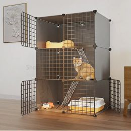 Cages d'intérieur pour animaux de compagnie, Villa chaude pour chat, double couche, lit pour chat, produits pour animaux domestiques, en fer forgé, grande maison pour chien, extérieur