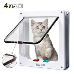 Jaulas Puerta inteligente para mascotas Abs Plástico 4 vías Bloqueo Cerradura de seguridad Perro Gato Flip Controlable Interruptor Dirección Puerta Pequeños productos para mascotas