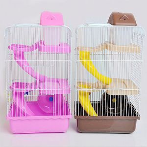 Cages de luxe à trois couches pour Hamster, maison pour animaux de compagnie, maison Portable pour petits animaux, Chinchilla, maison pour Hamster, bleu clair, rose, bleu ciel