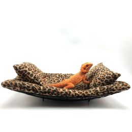 Kooien metaal bebaarde draak hangmat luipaard print hagedis hangmat bebaarde draken hangmat met metalen plank klein huisdier gekko hangmat