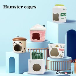 Cages Nouveau Design céramique Hamster Cages grand espace avec couverture rongeur literie Design mignon pour Chinchilla Guniea cochon jouets accessoires