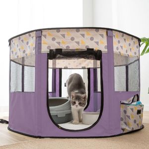 Cages octogonal portable pliant pour animaux de compagnie Tent à chien house cage pour la tente de chat Playpen chiot Kennel Easy Operation Fence Outdoor Big Cat Cage