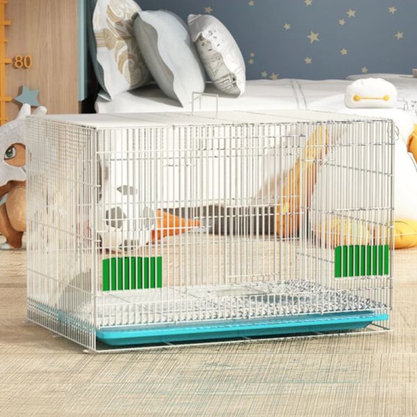 Cages pour animaux de compagnie, lapin, chien, maison avec plateau, objets sécurisés pour lapins, caisses métalliques, double porte, conteneur d'eau et de nourriture, chenil pliable