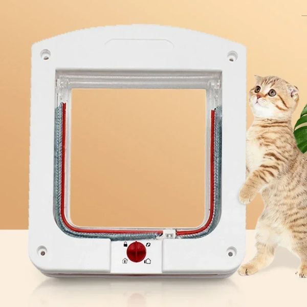 Jaulas Puerta para mascotas Limitador de puerta magnética Caja fuerte para gatos Bloqueable Entrada libre de dos vías Salida Plástico ABS Puerta para mascotas pequeña Kit de puerta Puertas con solapa para perros y gatos