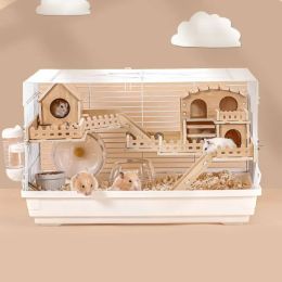 Kooien Hamsterkooi Acryl Transparant Oversized Dubbeldeks Villa Geschikt voor Cavia Kleine Dieren Voerbox Huisdierproducten