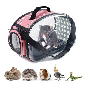 Cages Petit sac de transport pour animaux de compagnie Transparent Cochon d'Inde Sac à bandoulière extérieur Maille respirante Chinchilla Oiseau Hérisson Cage pour animaux de compagnie Rat Hamster