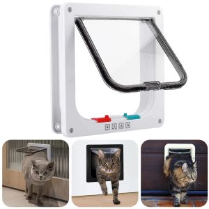 Cages Blanches pour animaux de compagnie, limiteur de porte magnétique, coffre-fort pour chat, verrouillable, entrée libre bidirectionnelle, sortie en plastique ABS, petite porte pour animaux de compagnie, Kit de porte à chatière