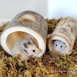 Kooien Houten Hamster Tunnelbuis Speelgoed Rat Muis Schuilplaats Huis Hamster Nest Houten Speelgoed Habitats Decor Chinchilla Nest DIY Schuilplaats