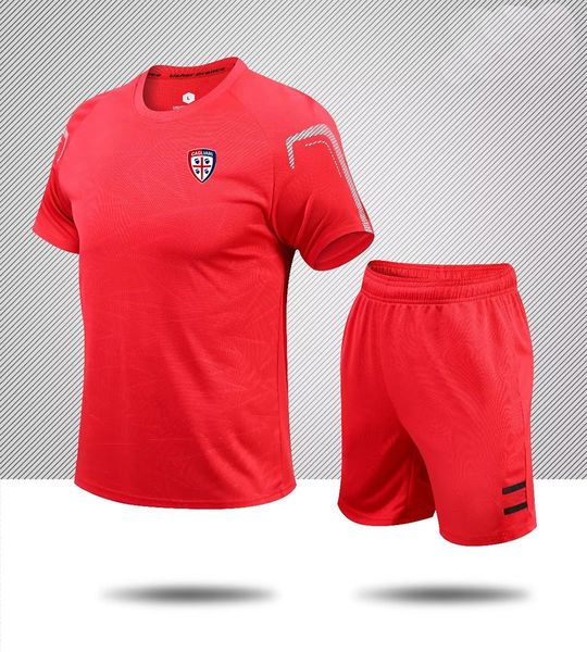 Cagliari Calcio Tute Uomo abbigliamento estivo maniche corte abbigliamento sportivo tempo libero maglia in puro cotone traspirante