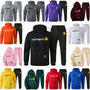 Ensemble deux pièces de broderie de lettres Cahartt de sweats à capuche avec lettres de mangue pour hommes et femmes, sweats à capuche en peluche, sweats à capuche à col rond, vente en gros de marque tendance