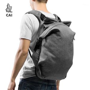 CAI PU Unisex Waterdichte rugzak voor paar vouwontwerp anti-deft lederen hasspeistas laptop herfststijl tassen rucksack1