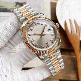 Caijiamin -men horloges Automatische mechanische heren Watch 41 mm Diamant horloges Sliver/Rose Gold kleur roestvrij staal 2813 Movement mode polshorloge