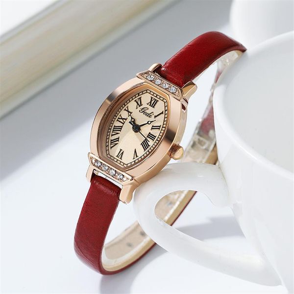 caijiamin- diamant nouvelles dames montre 20mm rétro baril coquille montres à quartz étudiant niche tempérament littéraire romain vieille montre-bracelet 3219