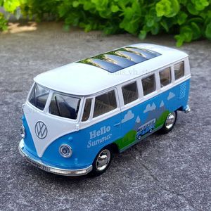 CAIPO 1 30 VOLKSWAGEN VW T1 BUS Legering Model Toy speelgoed Diecasts Metaalgietgeluid en lichte autospeelgoed voor Ldren -voertuig T230815