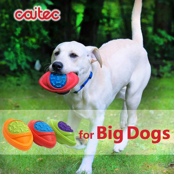 CAITEC Dog Jouets Football Football pour chiens flastables rigides et fermes en forme de jet d'extérieur adapté aux chiens de taille moyenne à grande 210312