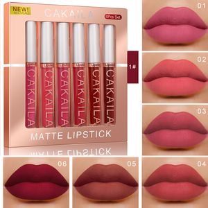 CAKAILA 2.5g X 6pcs Rouge à Lèvres Liquide Mat Longue Durée Brillant à Lèvres Antiadhésif Coupe Lipgloss Set en 3 Éditions