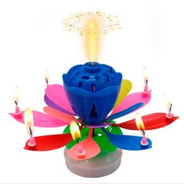 Bougie de gâteau Lotus, musique, bougie artistique, lampe de joyeux anniversaire, décoration de gâteau à faire soi-même, cadeau pour enfant, fête de mariage ZZ