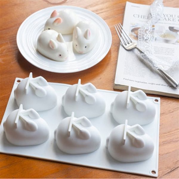 Molde de silicona para decoración de tartas, conejo 3D, postre para hornear, Mousse 210423
