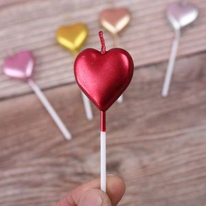 Cake Decoration Candle Cakes Pick Ornament Love Stars Shape Candles voor Valentijnsdag Verjaardagsfeestje Levert Golden