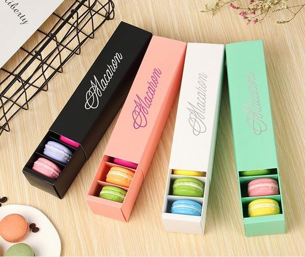 Cake Macaron Box casera Macarons Cajas de chocolate Muffin Box Papelado minorista Packaging Cinco opciones de color SN3687