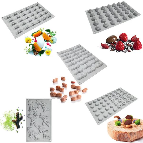 Molde de pastel simulación castaña frambuesa maní seta fruta pequeña molde de silicona decoración china molde para hornear 240227