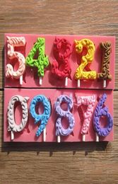 Taart Tools 09 Nummers Lolly Schimmel DIY Bakvormen Siliconen 3D Handgemaakte Sucker Sticks Lolly Snoep Chocolate6101187
