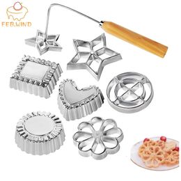 Cake Tools 1 of 2 stuks Aluminium Zweedse Rozet Iron Maker Bunuelos Mold Wafel Timbale Mallen Trechter Cake Ring Maker Koekje Bakvorm 0129 231216