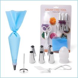 Cake Tools 10 pc's/Set mondstuk Set IJZEN PI CREAM PASTH TAG Roestvrij staal nagelcake Decoreren Gereedschap Aflevering Huis Tuin Keuken Dhgez