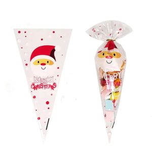 Cake Tools 100 stuks Kerst Kerst Cellofaan Cello Kegel Zakken Cadeau Feesttraktatie Kinderen Zoet Snoep met Twist Ties Decoratie 231202